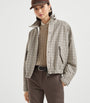 Brunello Cucinelli Brown Virgin Wool Check Bomber Jacket