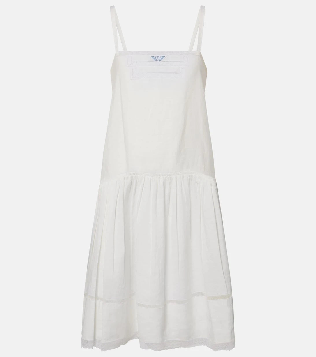 Prada - Lace-trimmed linen minidress