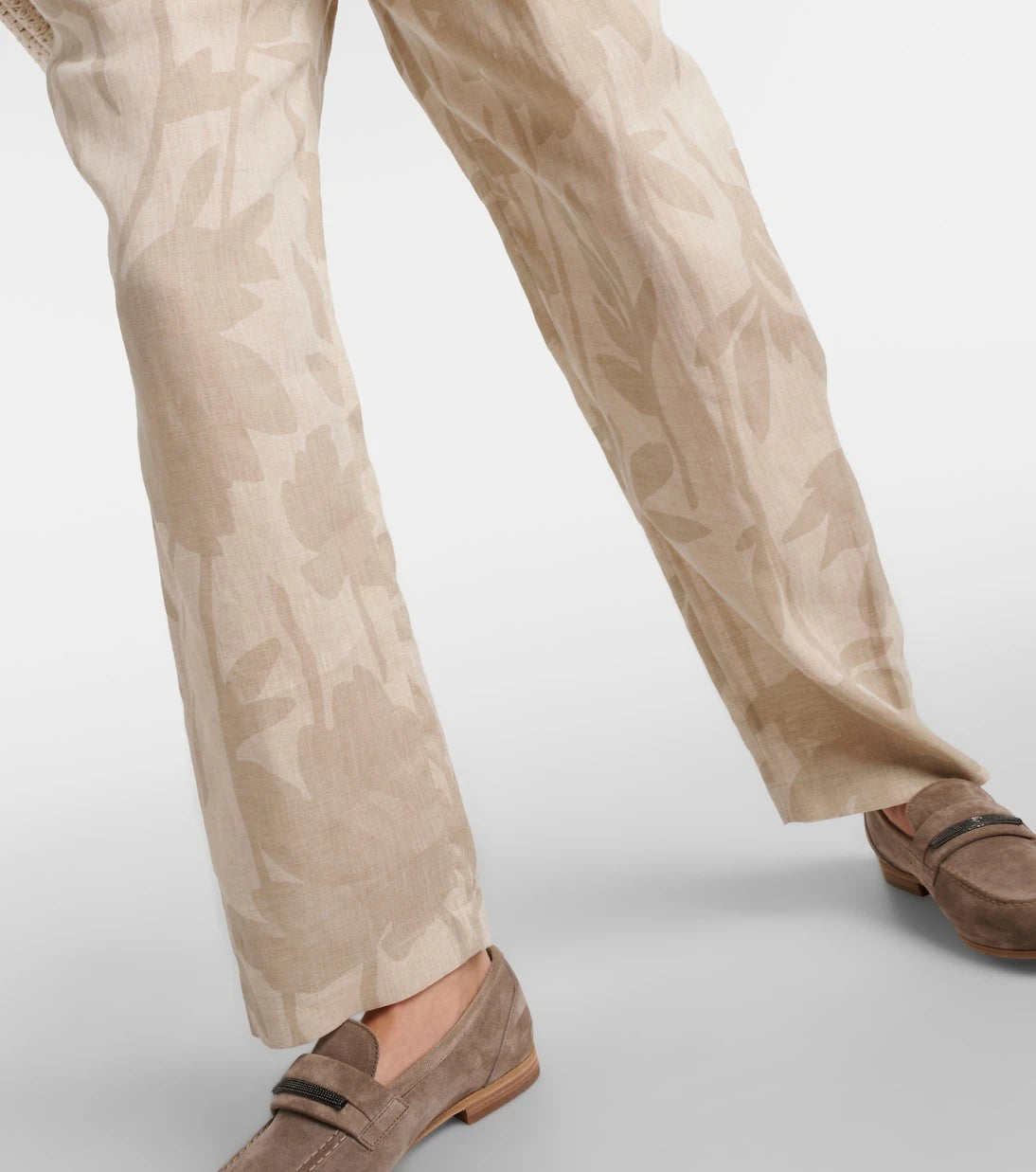 Brunello Cucinelli - Printed linen tapered pants