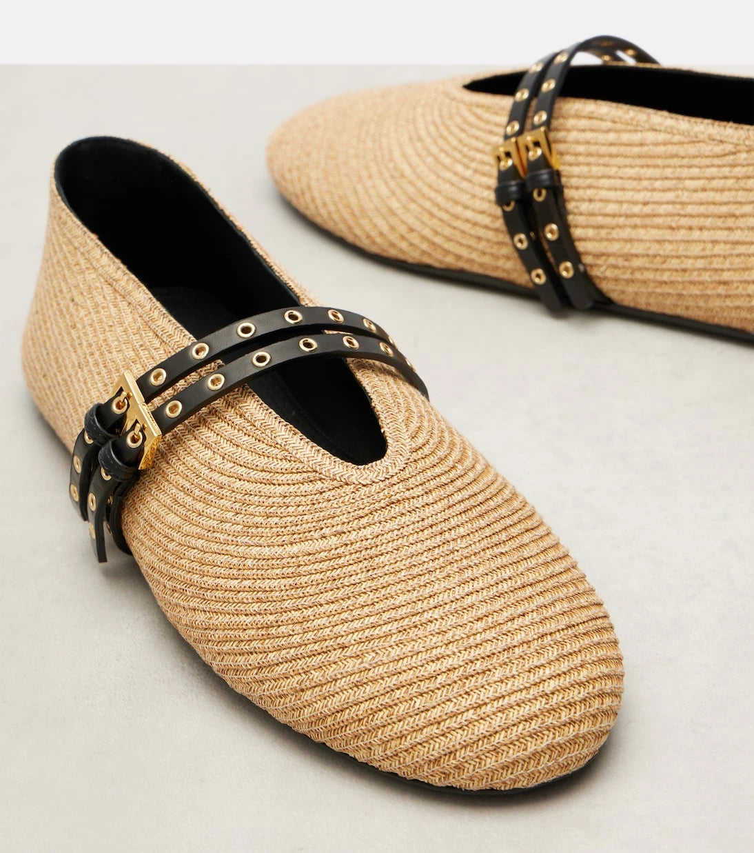 Alaïa - Deri detaylı hasır babetler