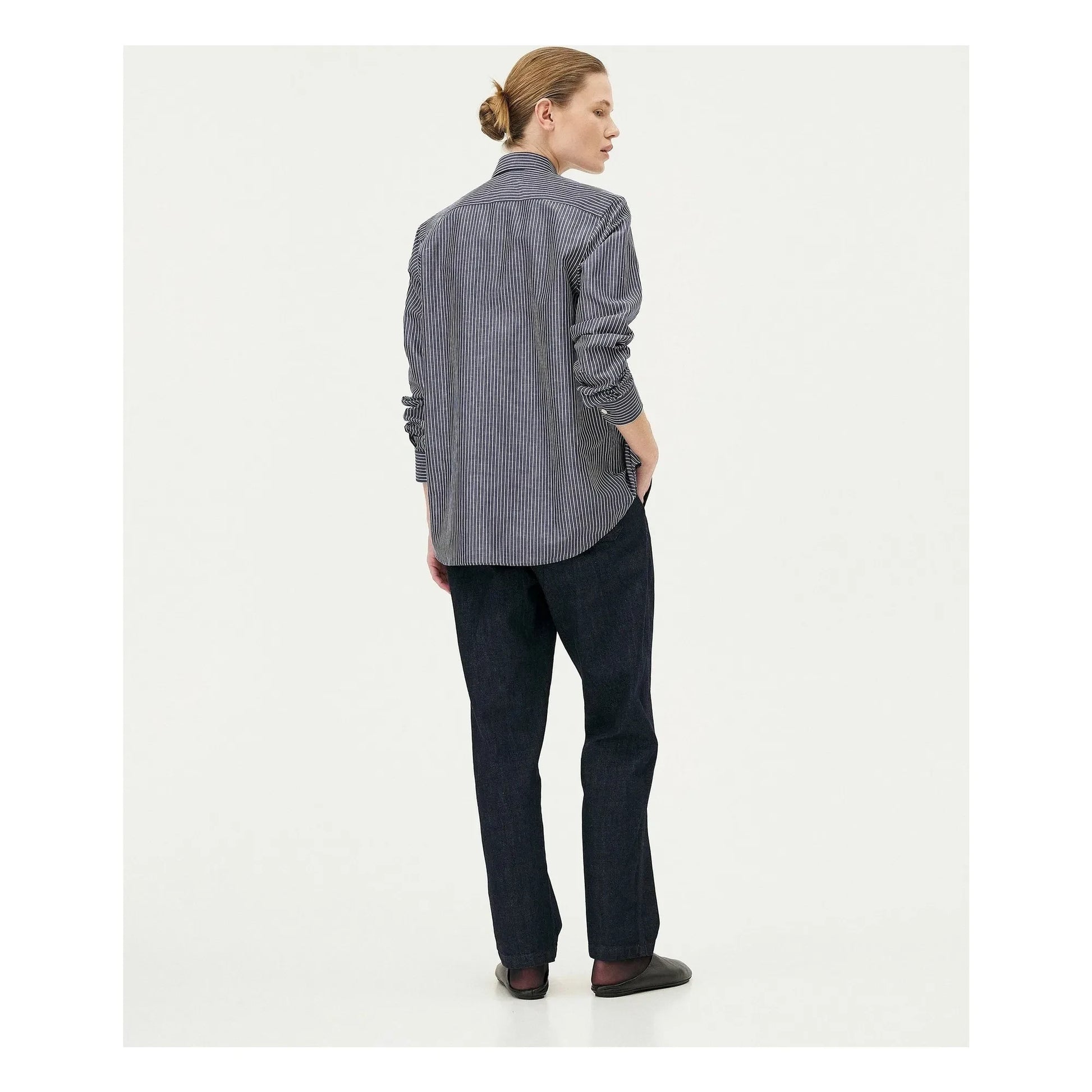 Noyoco - Curtis shirt Fine stripes Recycled cotton | Blue