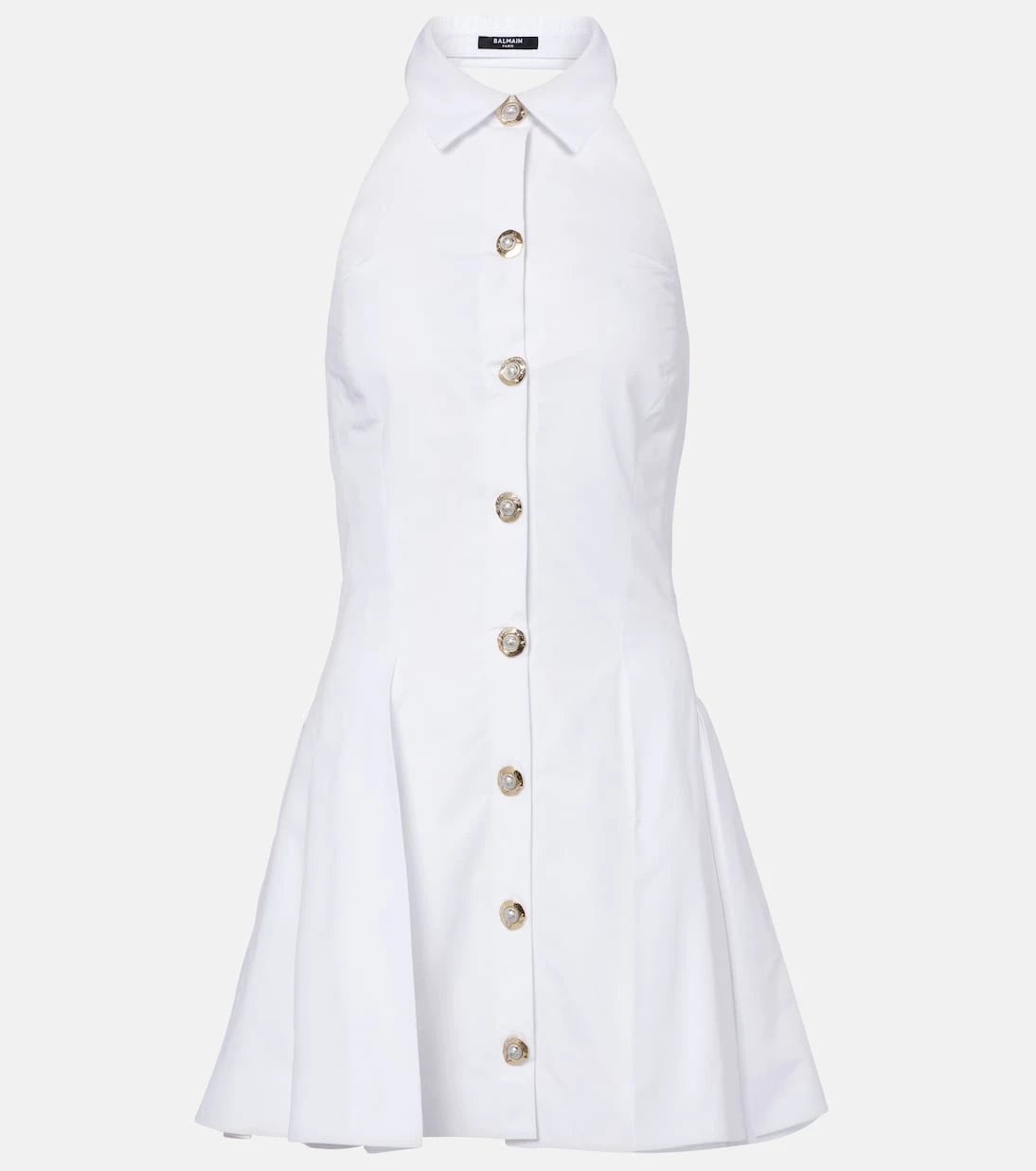 Balmain - Halterneck cotton poplin minidress