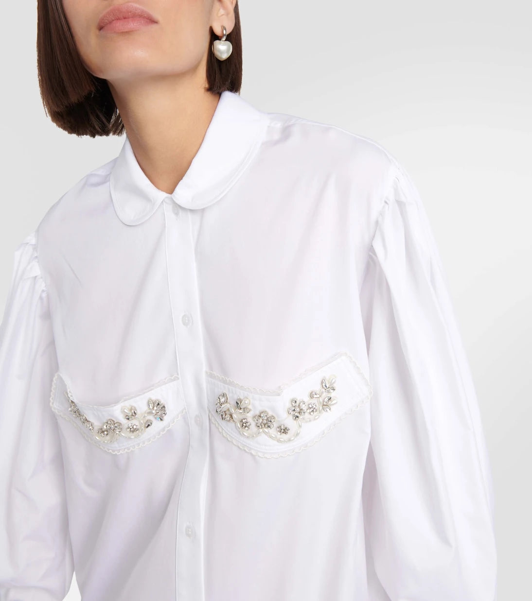 Simone Rocha - Crystal-embellished cotton midi dress