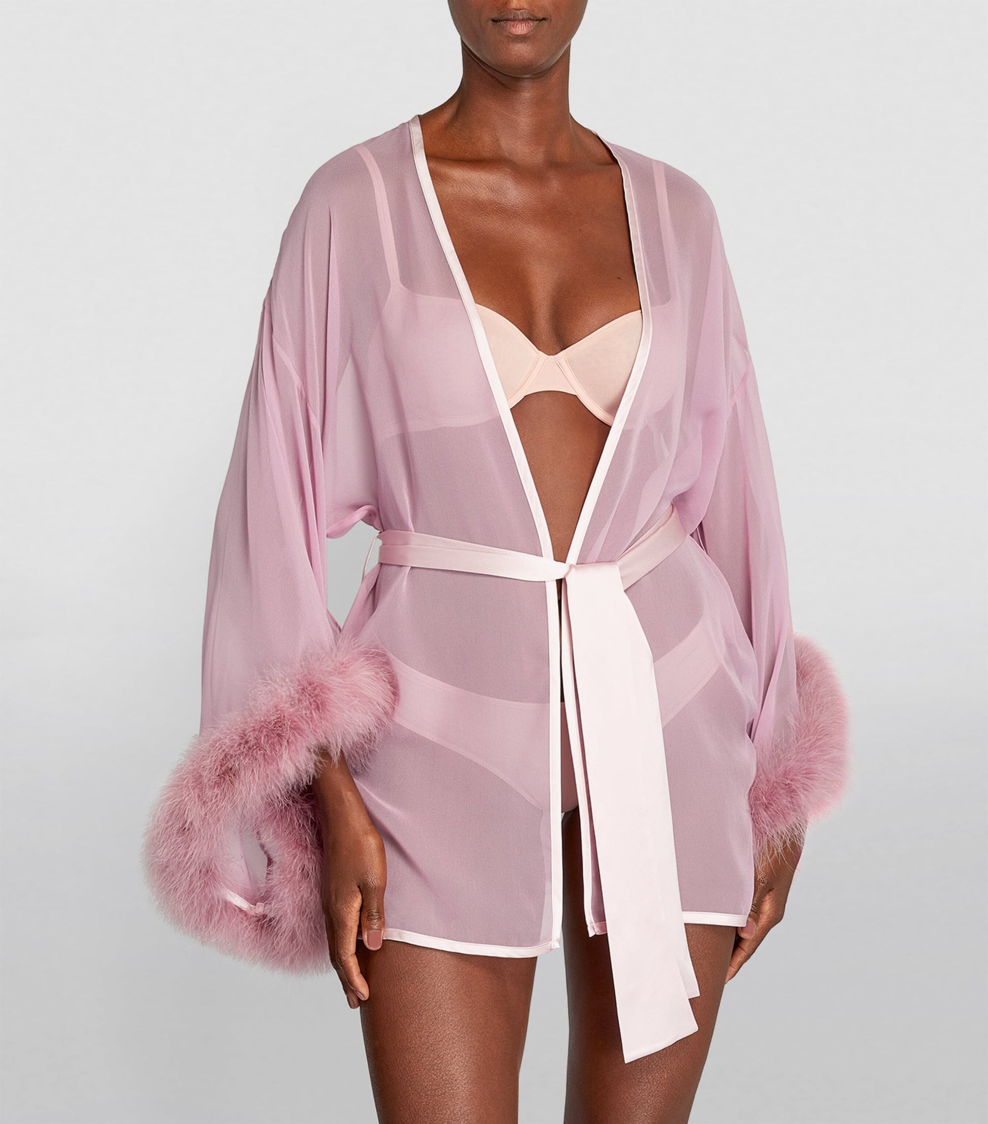 Silk Marabou Feather-Trimmed Diana Robe