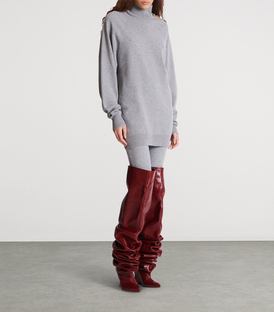 Grey Cashmere-Virgin Wool Mini Sweater Dress