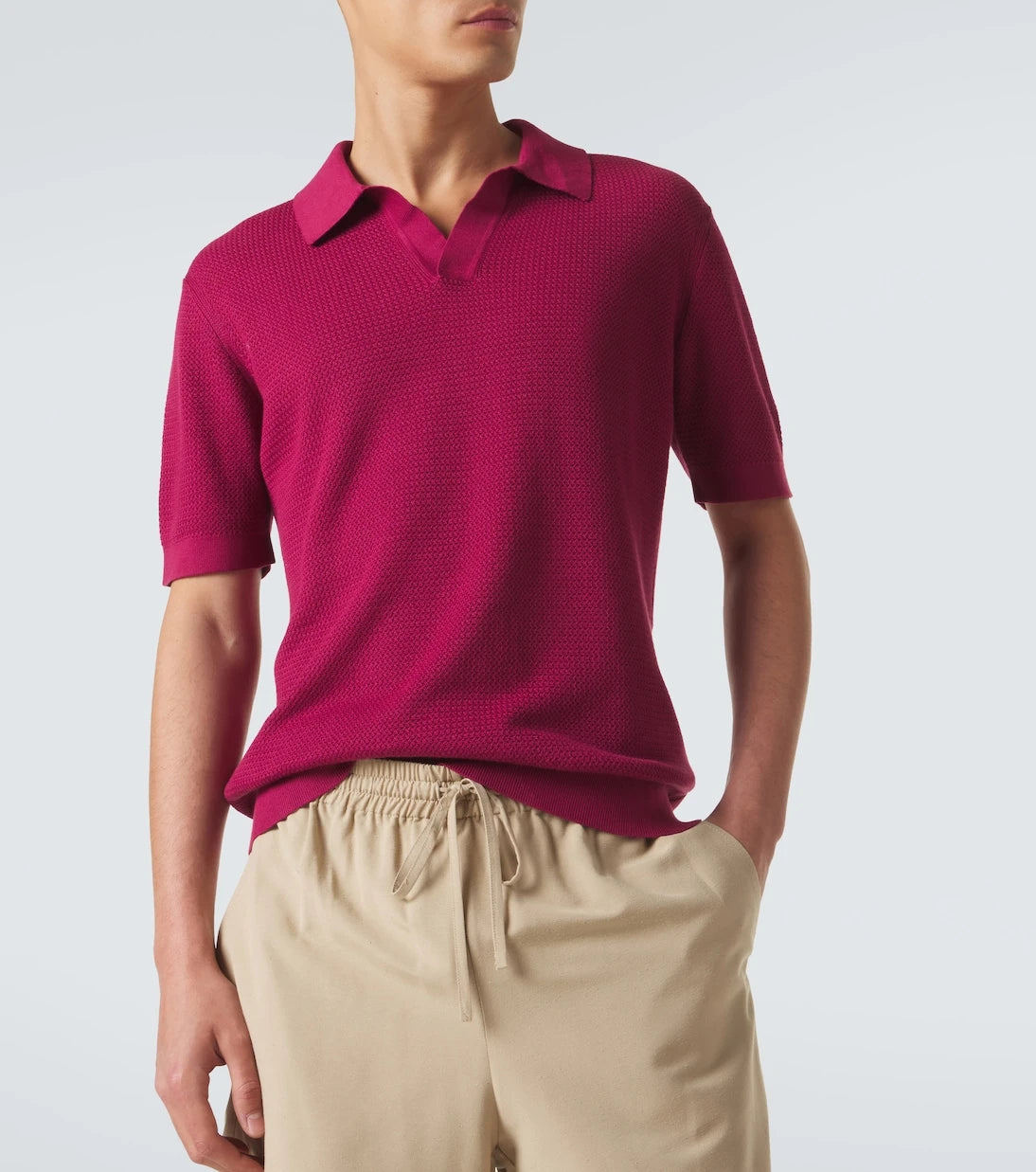 Zegna - قميص بولو من القطن المحبوك