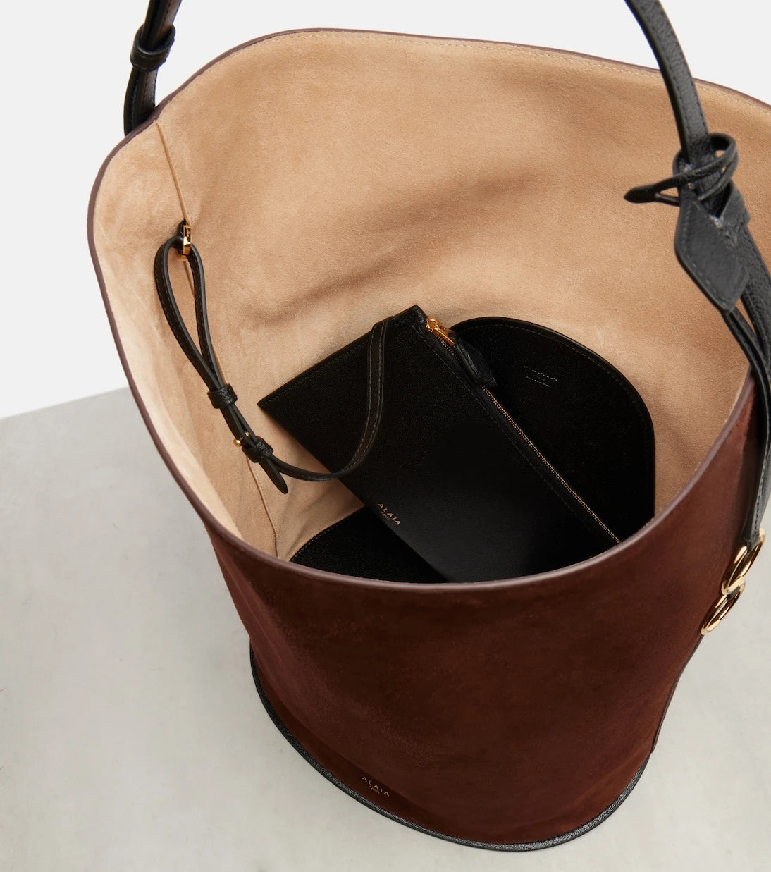 Alaïa - Hip Large leather-trimmed suede bucket bag