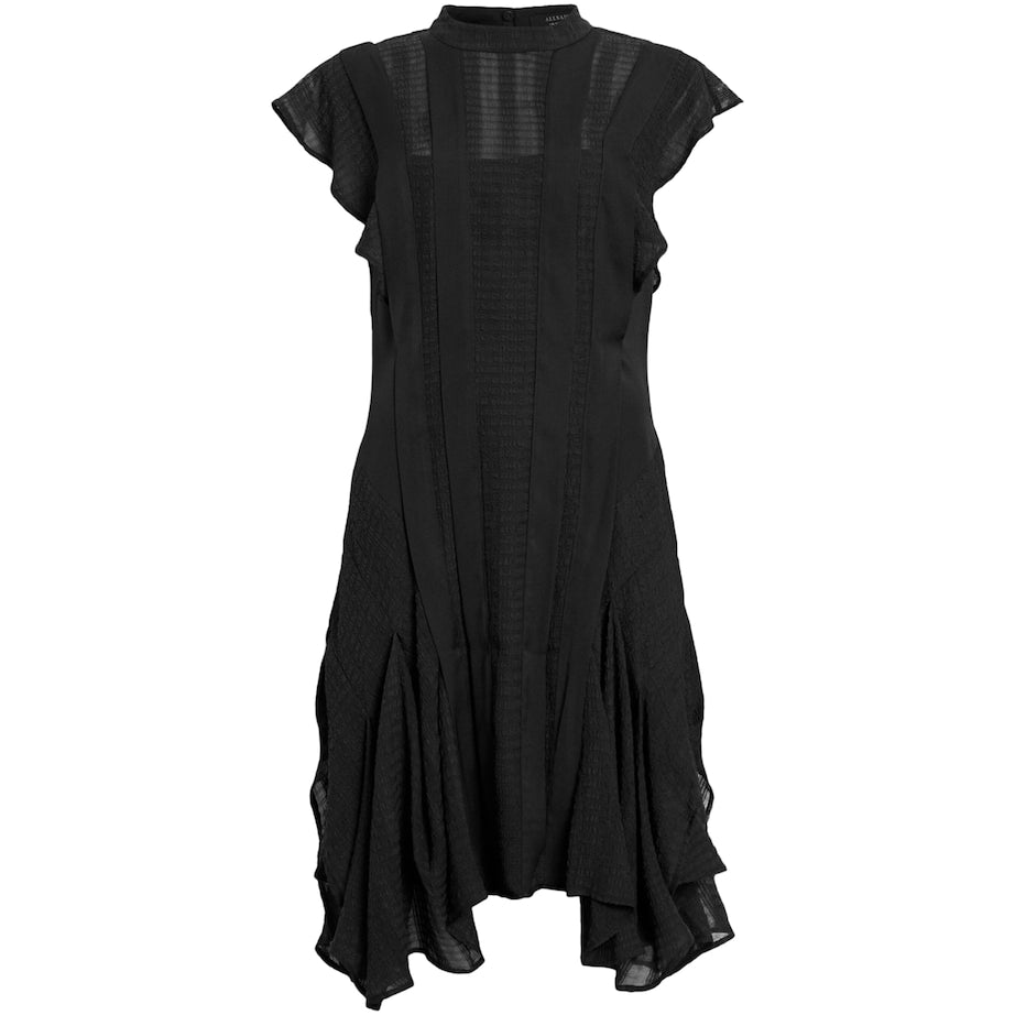 AllSaints Black Asymmetric Fleur Dress