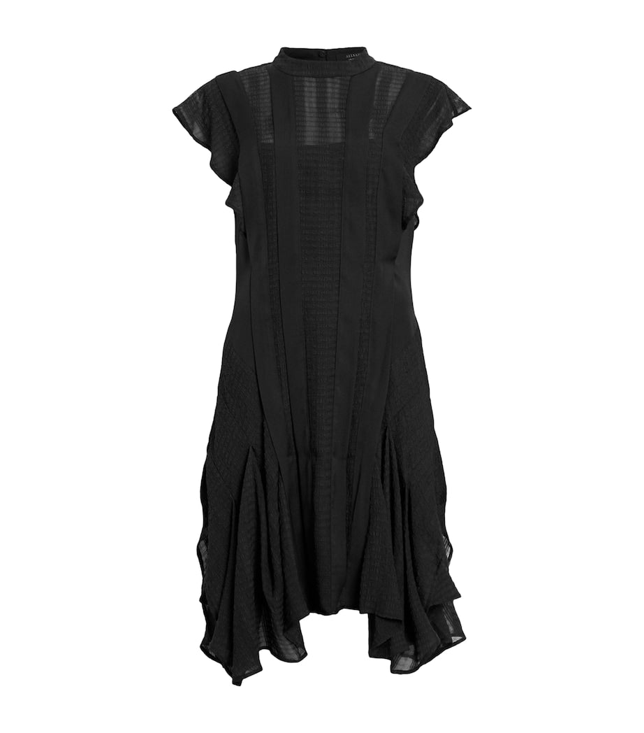 AllSaints Black Asymmetric Fleur Dress