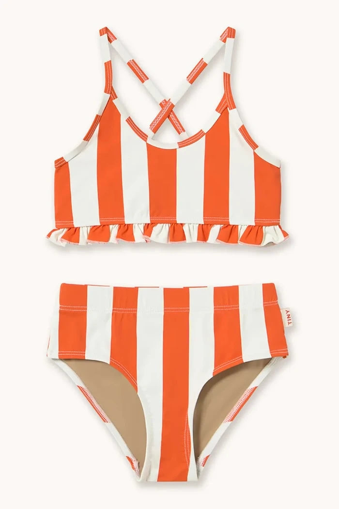 Детски бански от две части Tinycottons RED STRIPES SWIM SET