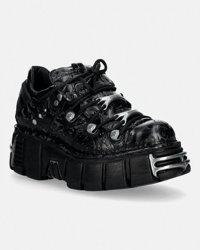 Кожени маратонки New Rock VINTAGE FLOWER NEGRO, TOWER NEGRO ACERO + l
