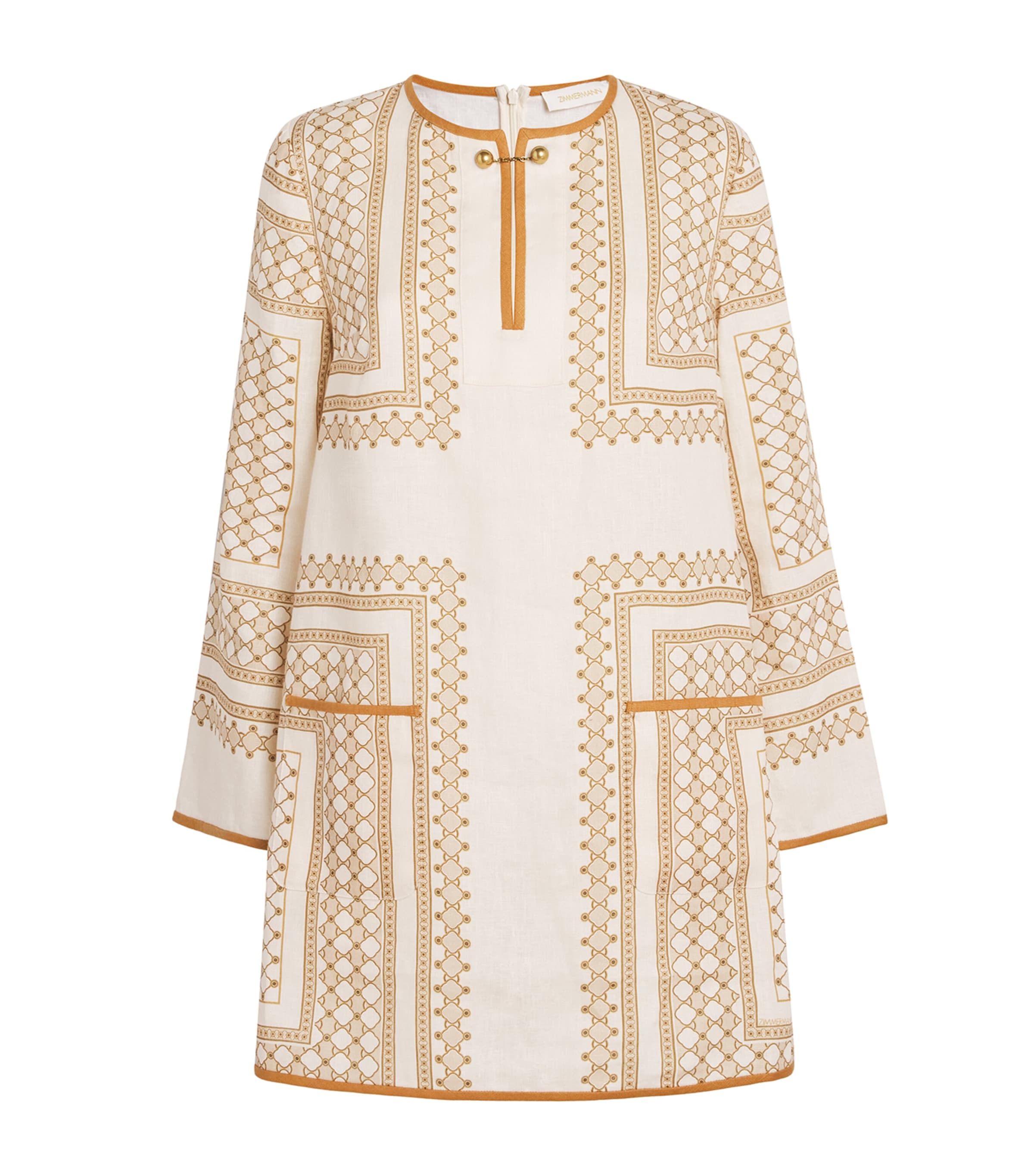 Zimmermann Nude Linen Tunic Mini Dress