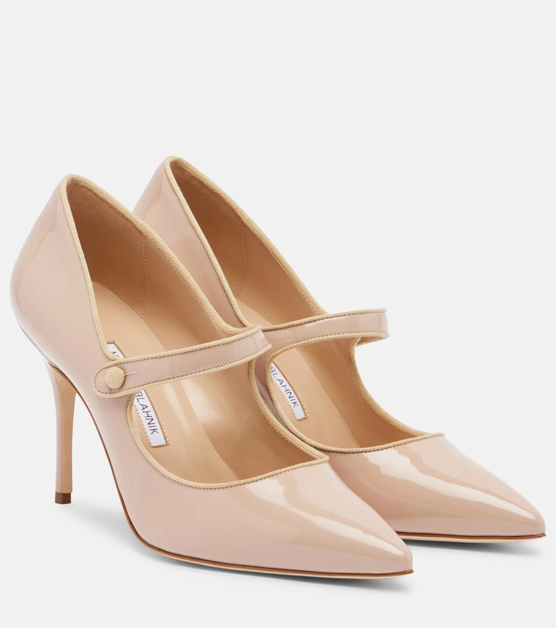 Manolo Blahnik - Campari patent leather Mary Jane pumps