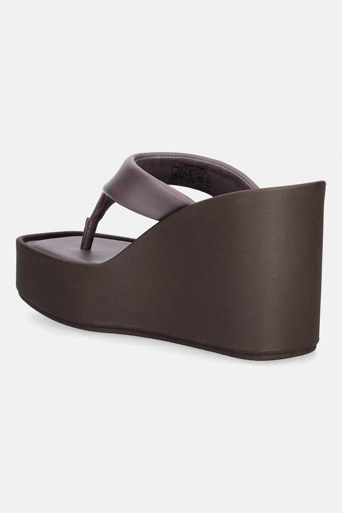 Calvin Klein Kadın Deri WEDGE 70 SNDL THONG Terlik