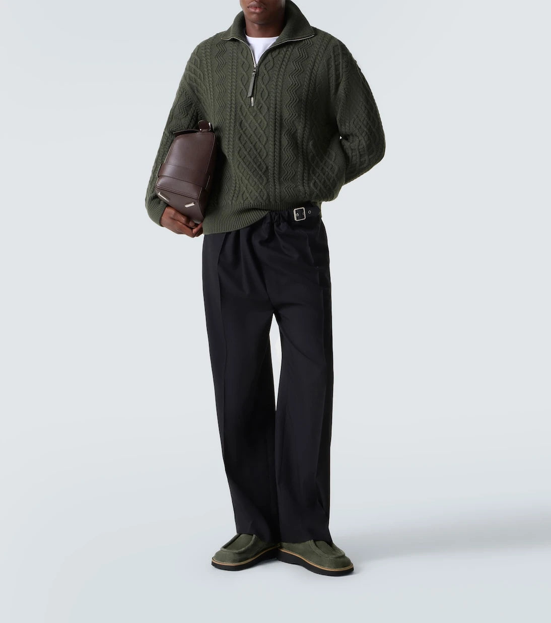 Loewe - Aran-knit wool half-zip turtleneck sweater