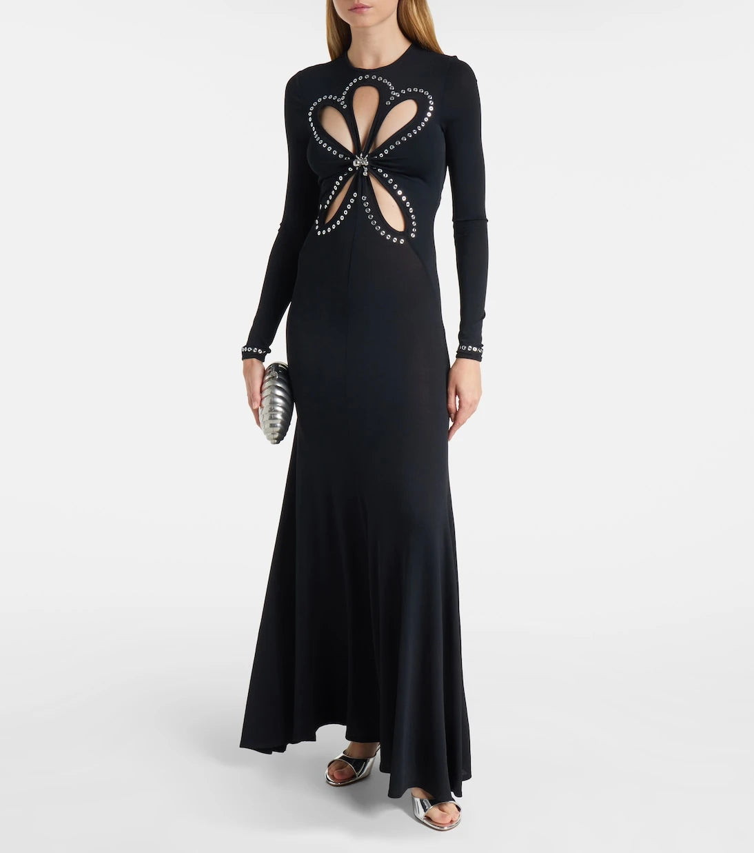 Rabanne - Cutout embellished jersey maxi dress