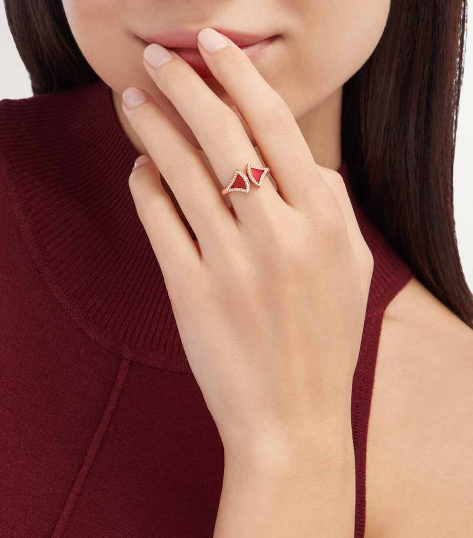 Rose Gold, Diamond and Carnelian Divas' Dream Ring