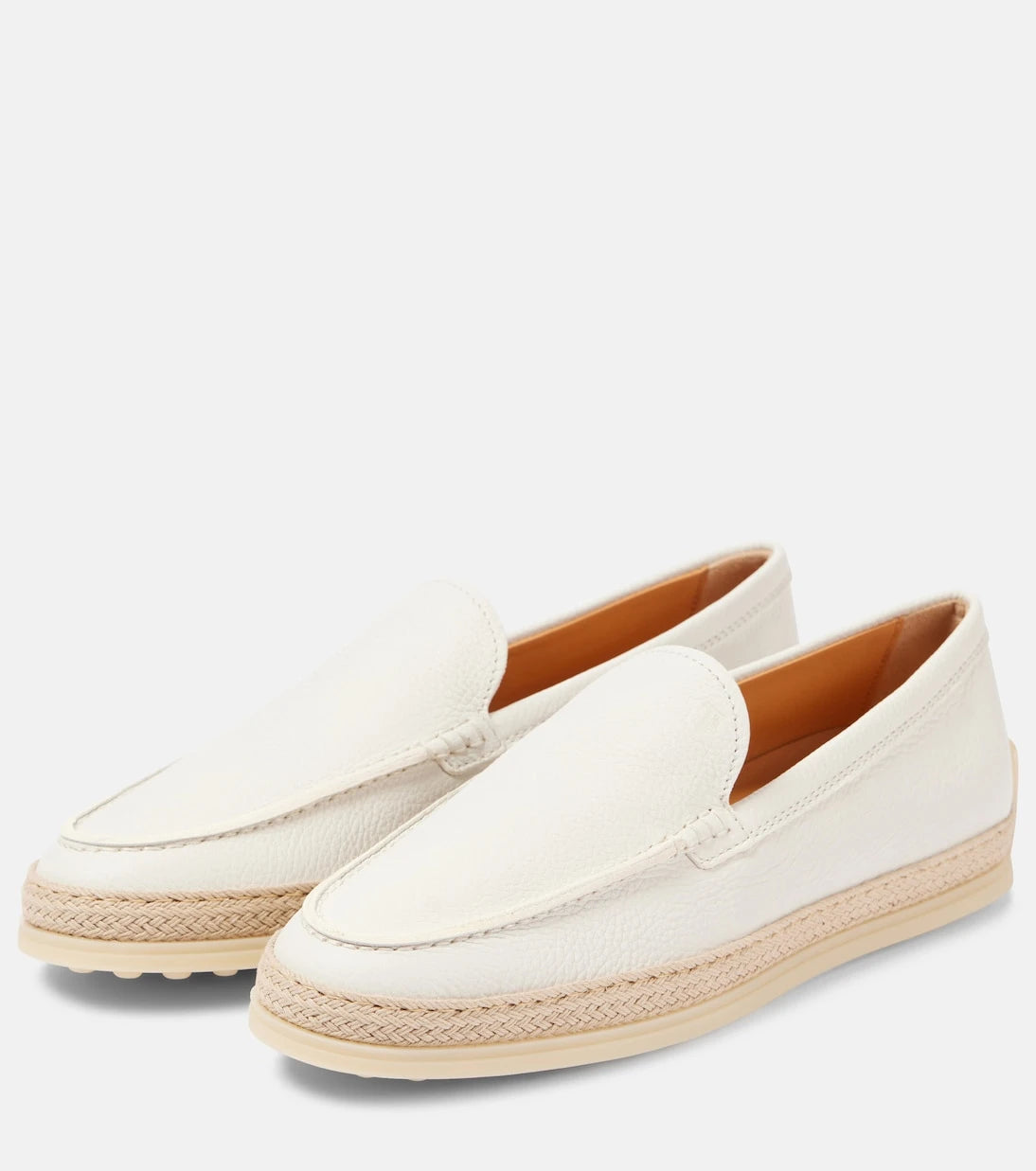 Tod's - Raffia-trimmed leather loafers