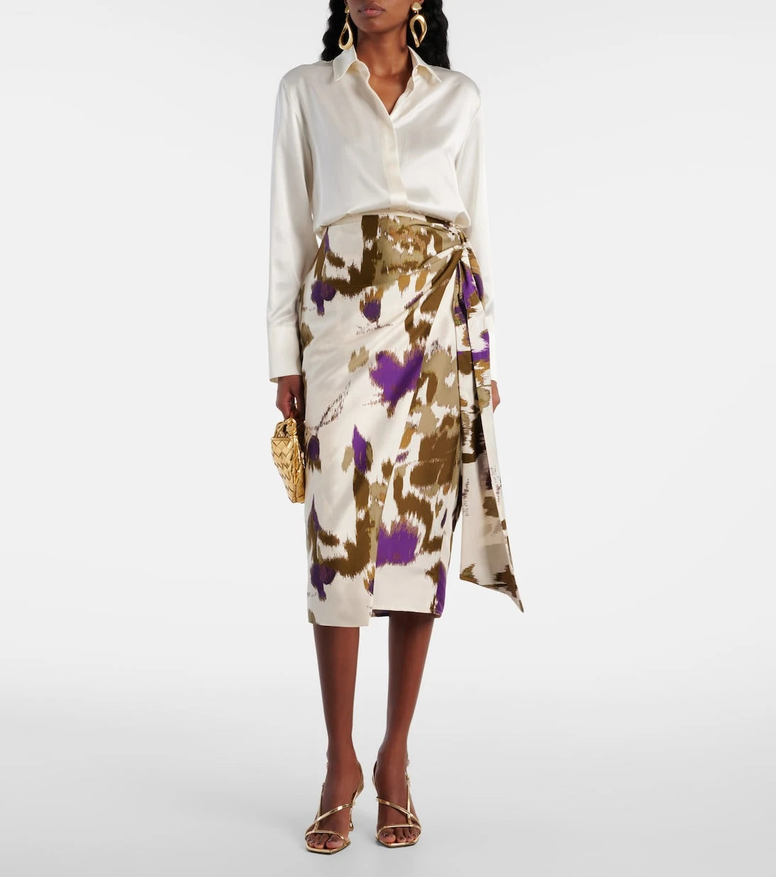 Max Mara - Dritto printed silk wrap skirt