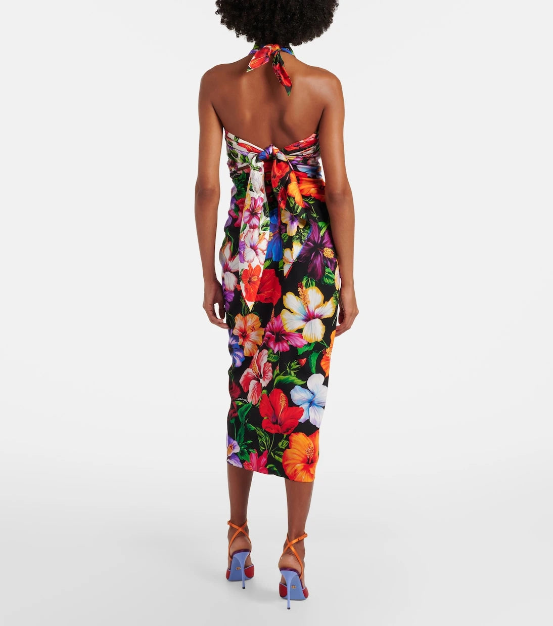 Dolce&Gabbana - Draped floral silk-blend midi skirt