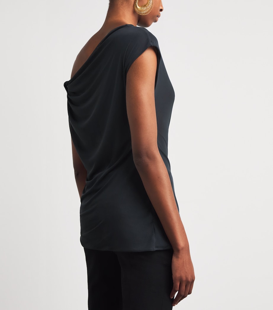 Navy Asymmetric Draped Ando Top