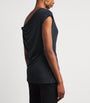 Navy Asymmetric Draped Ando Top