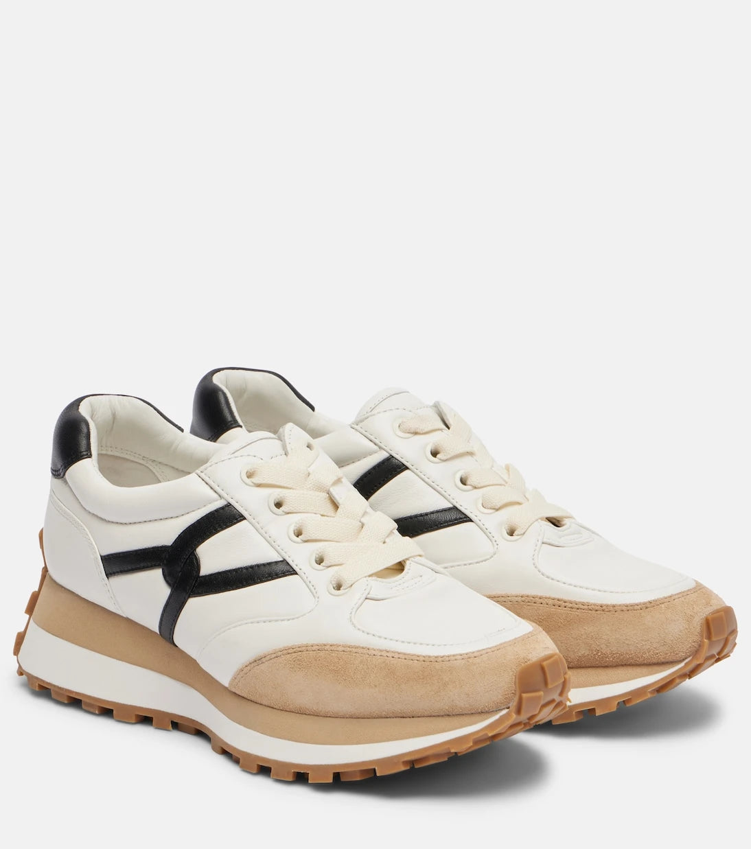 Veronica Beard - Valentina suede-trimmed leather sneakers