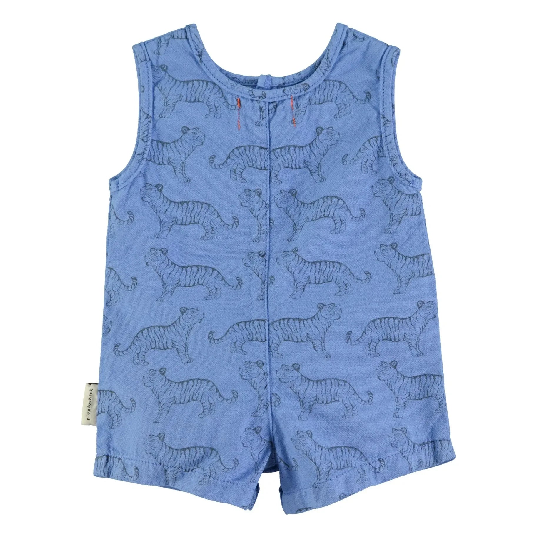 Piupiuchick - Tiger Organic Cotton Playsuit | Blue