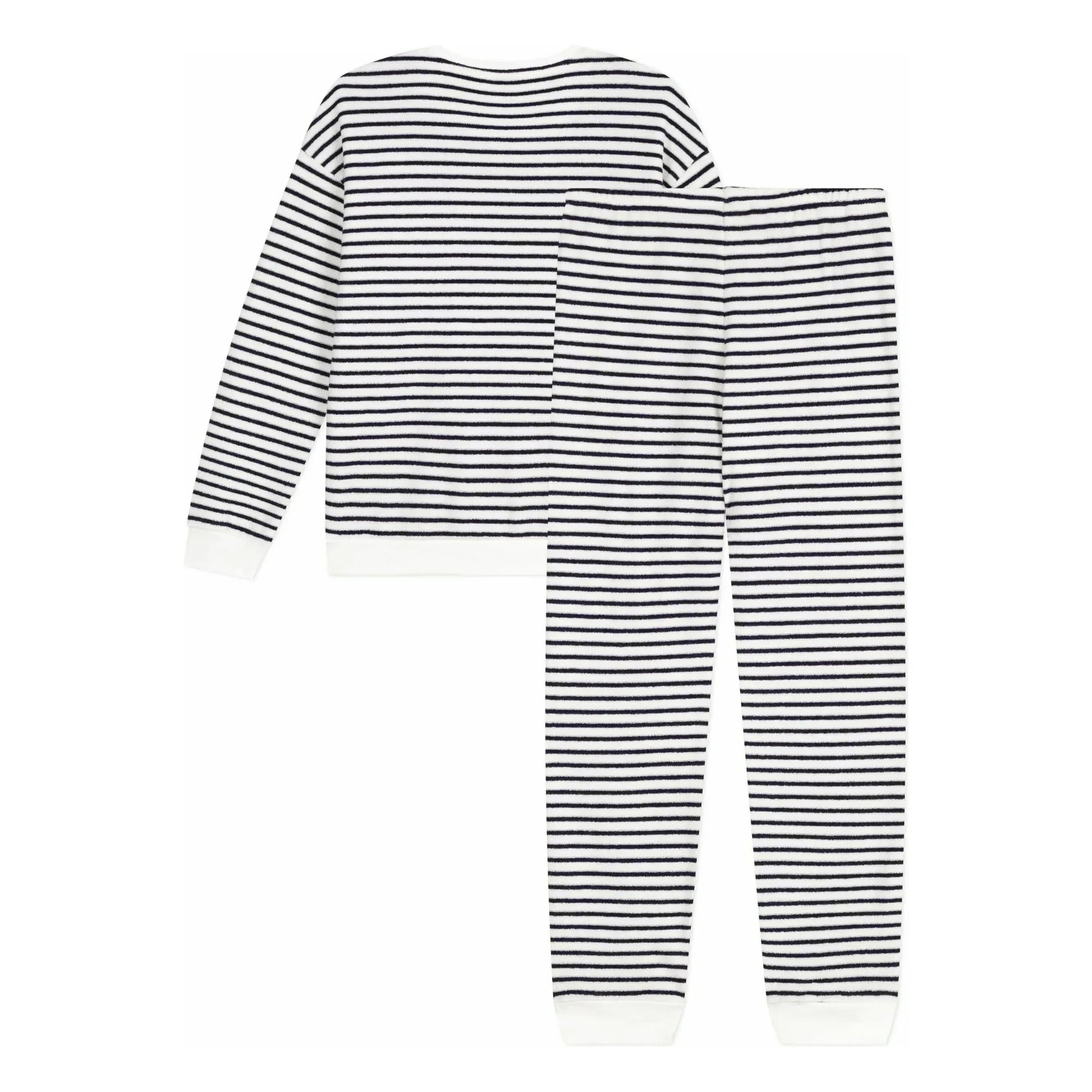 Petit Bateau - Striped Terry Pyjamas | Ecru
