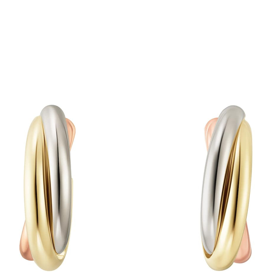 Cartier White, Yellow and Rose Gold Trinity Earrings