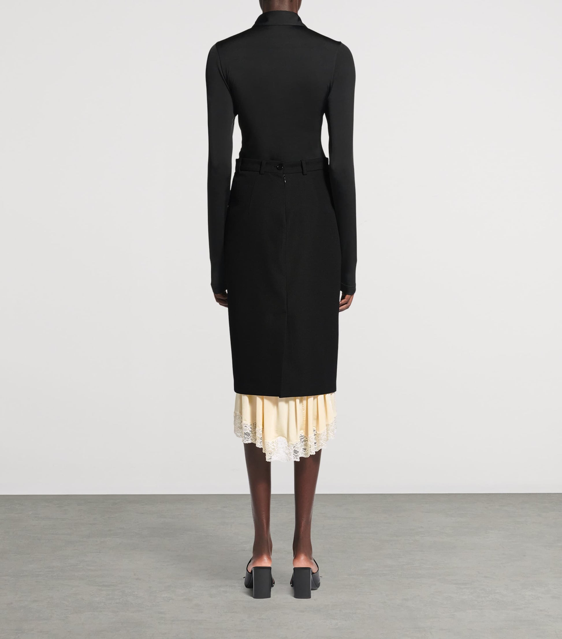 Balenciaga Black Barathea Wool Pencil Skirt