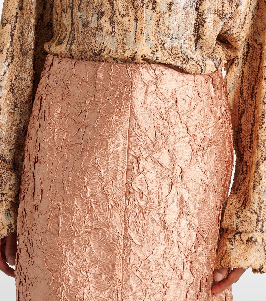 Dries Van Noten - Lamé midi skirt