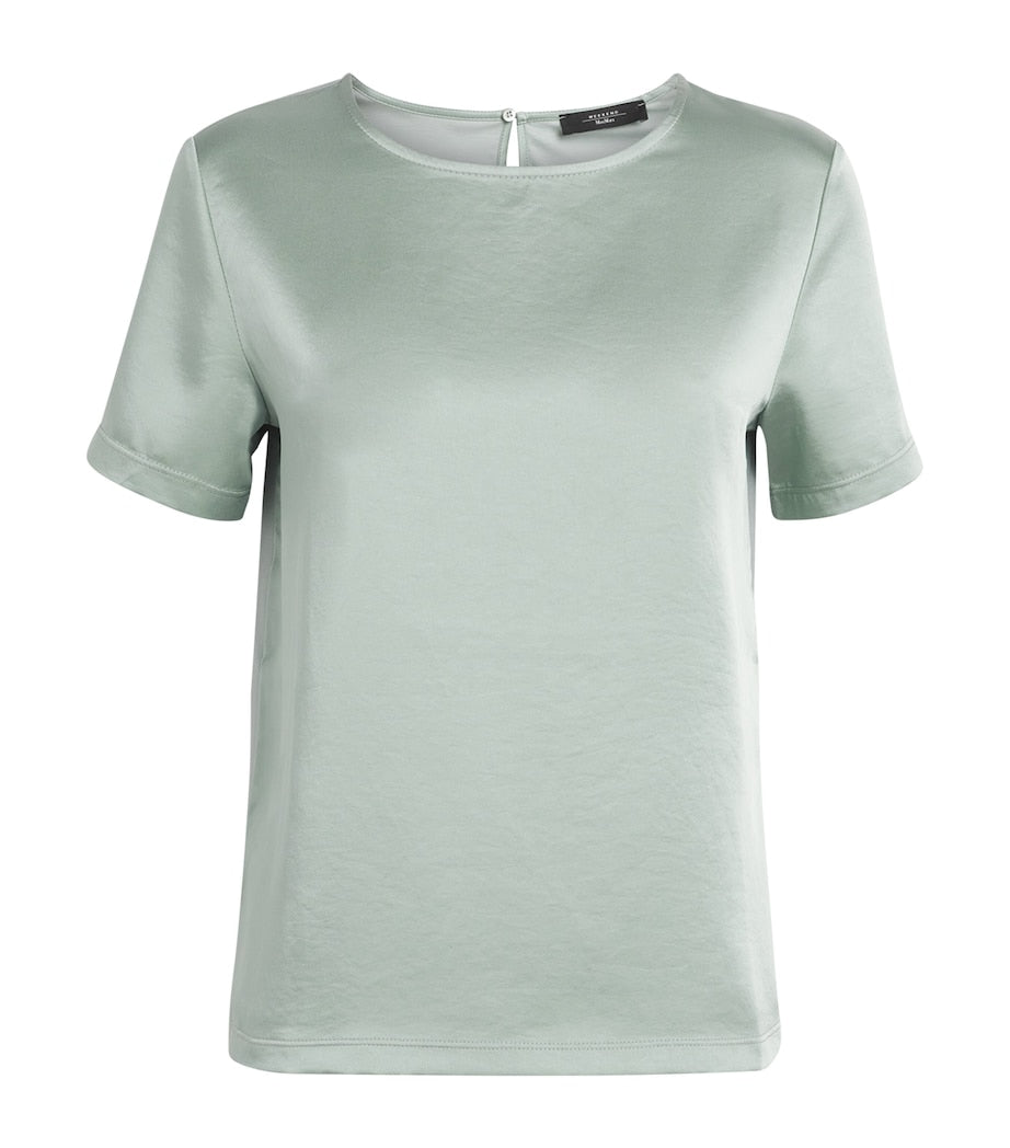Green Satin-Front T-Shirt