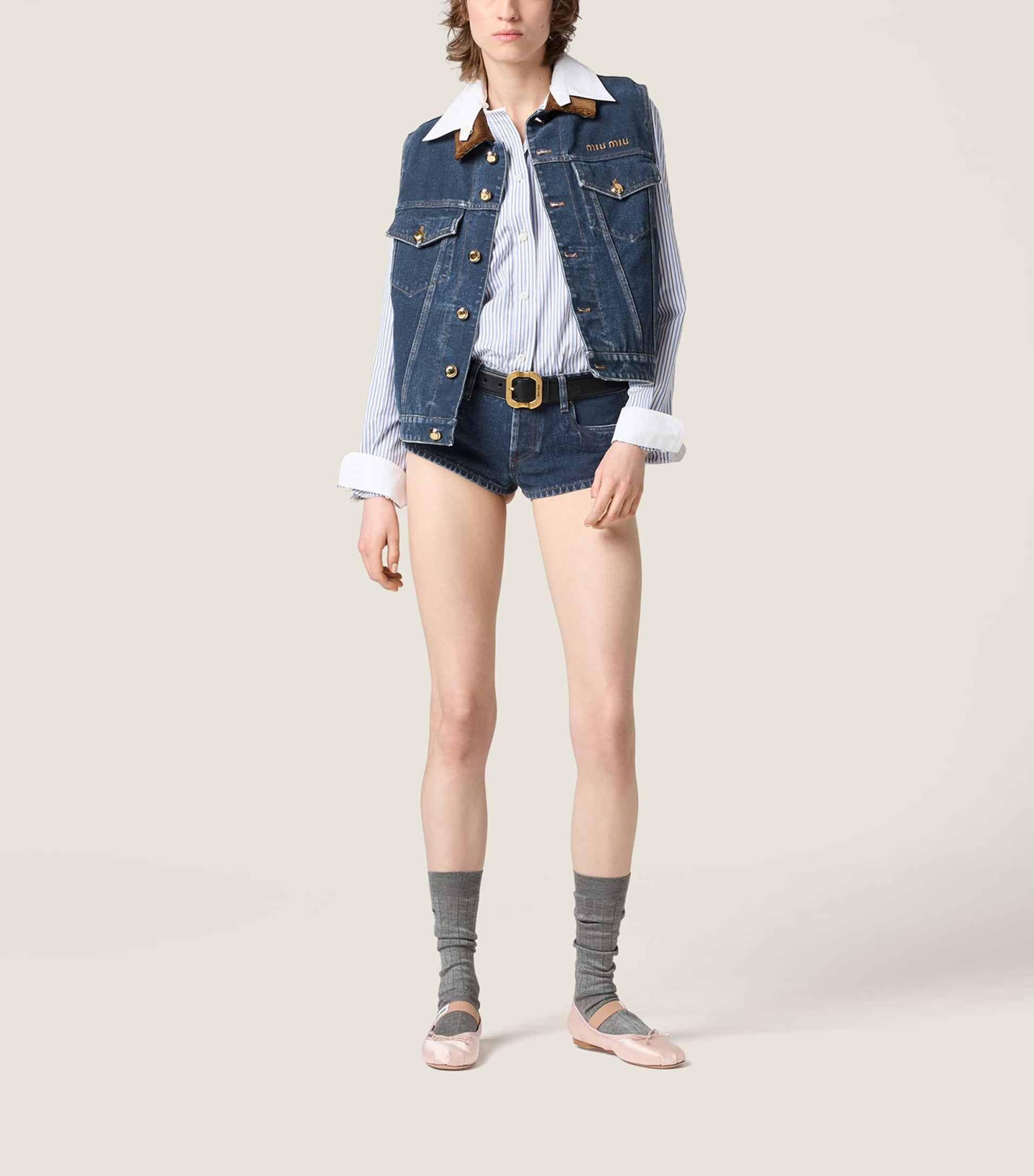 Miu Miu Blue Denim Logo Vest