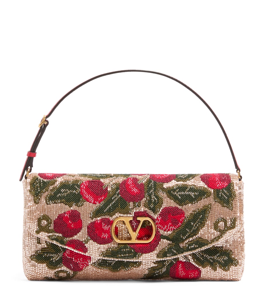 Valentino Garavani Multi Silk Vain Cherry Clutch Bag