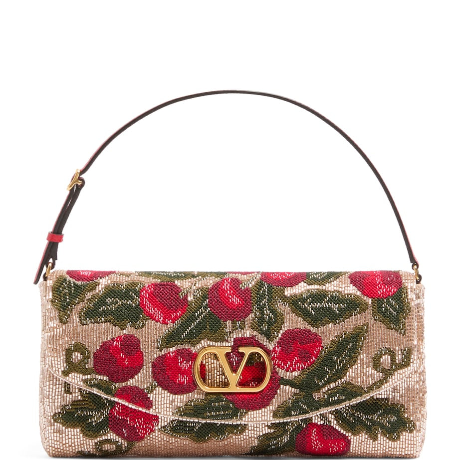 Valentino Garavani Multi Silk Vain Cherry Clutch Bag