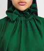 Green Bubble Jacquard Ruff Blouse