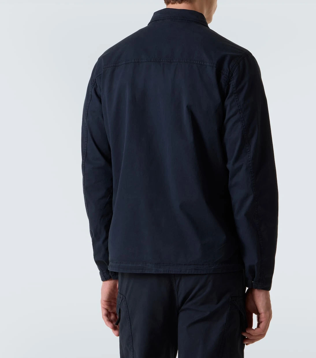 Stone Island - قميص علوي بسحاب من مزيج القطن والتويل