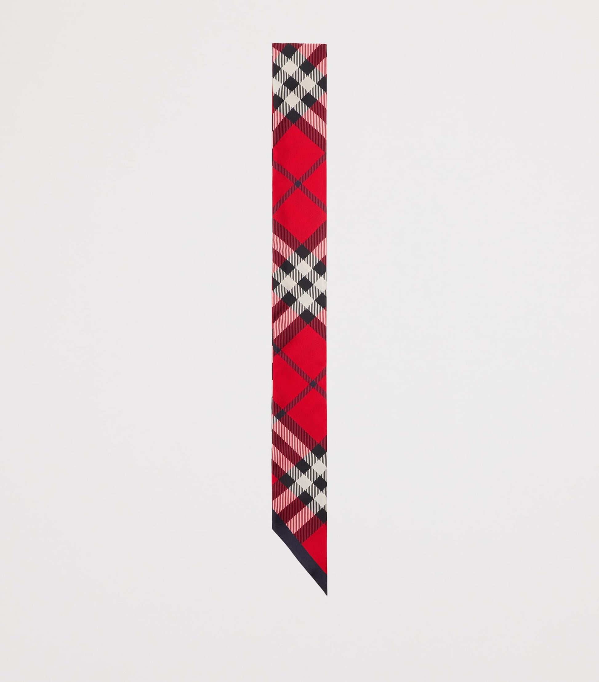Red Silk Skinny Check Scarf