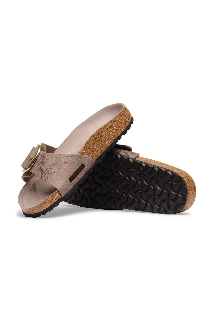 Birkenstock düz tabanlı kadın terlik Madrid Big Buckle Synthetics