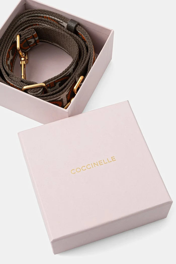 Coccinelle kadın çanta askısı NASTRO MONOGRAM TRICOLOR
