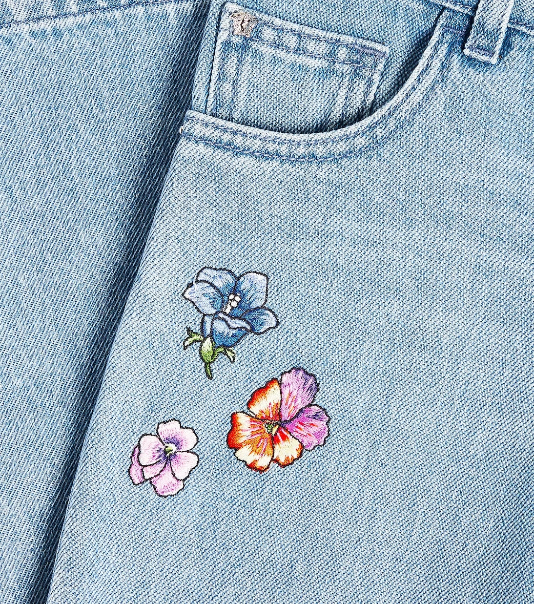 Versace Kids - Blossom embroidered tapered jeans