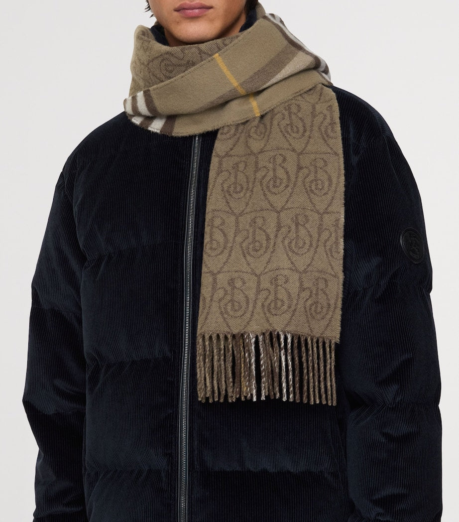 Burberry Brown Cashmere Reversible B Shield Scarf
