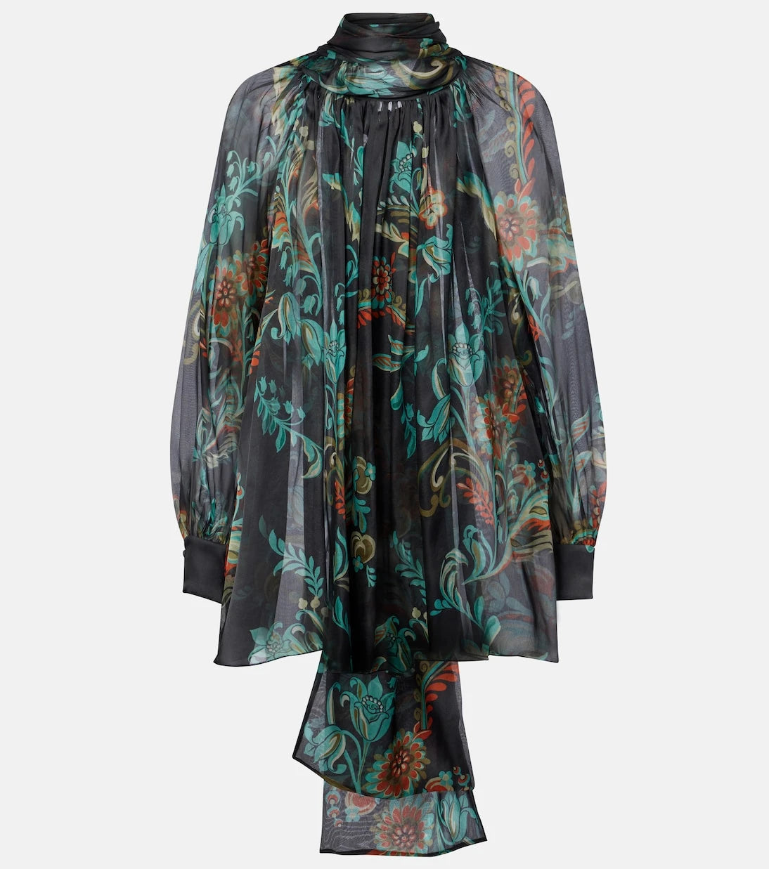 Etro - Floral sheer silk chiffon blouse