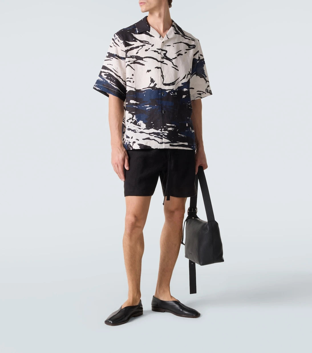 Commas - Printed linen bowling shirt