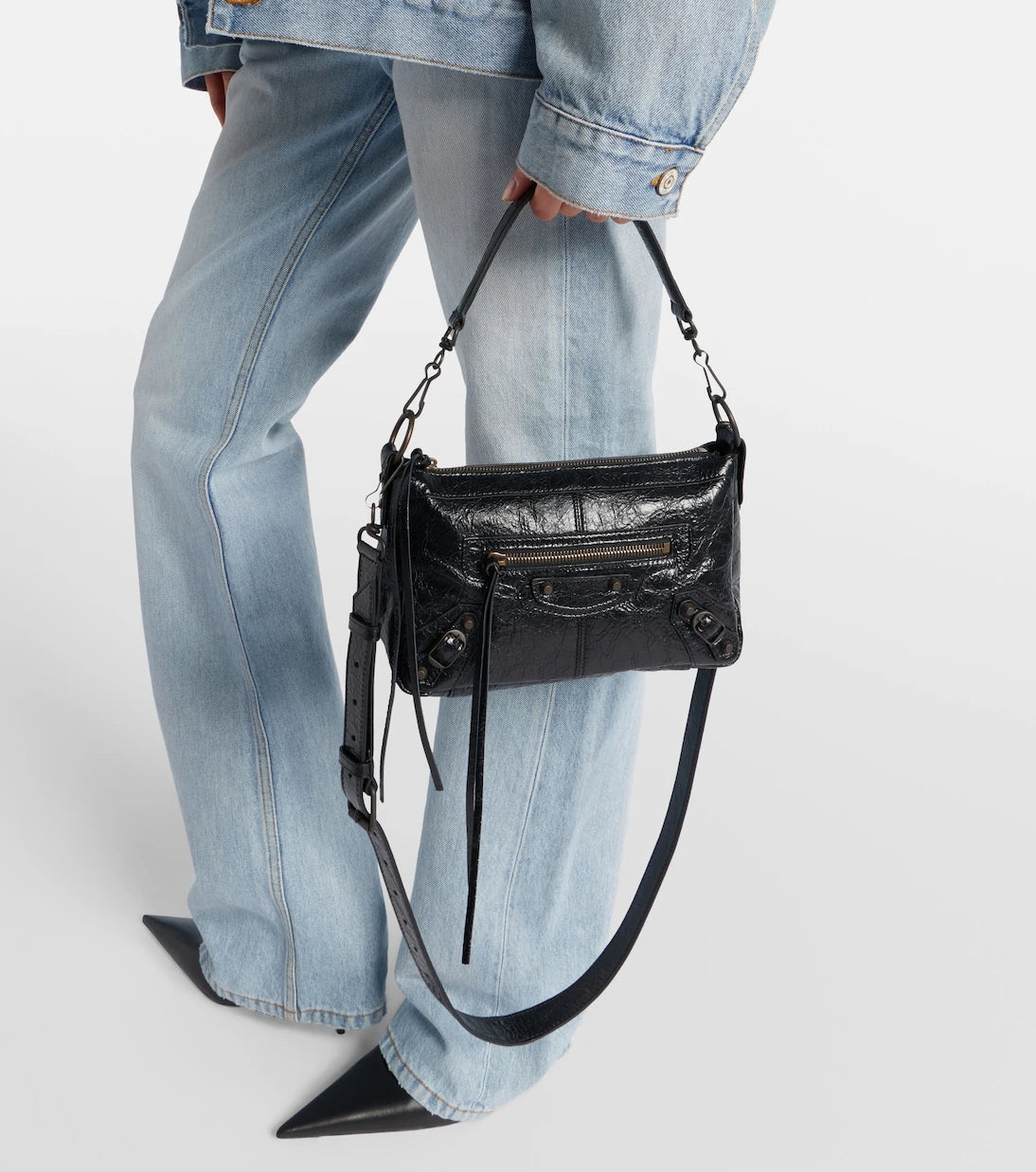 Balenciaga - حقيبة كتف Le City Moto Mini من الجلد