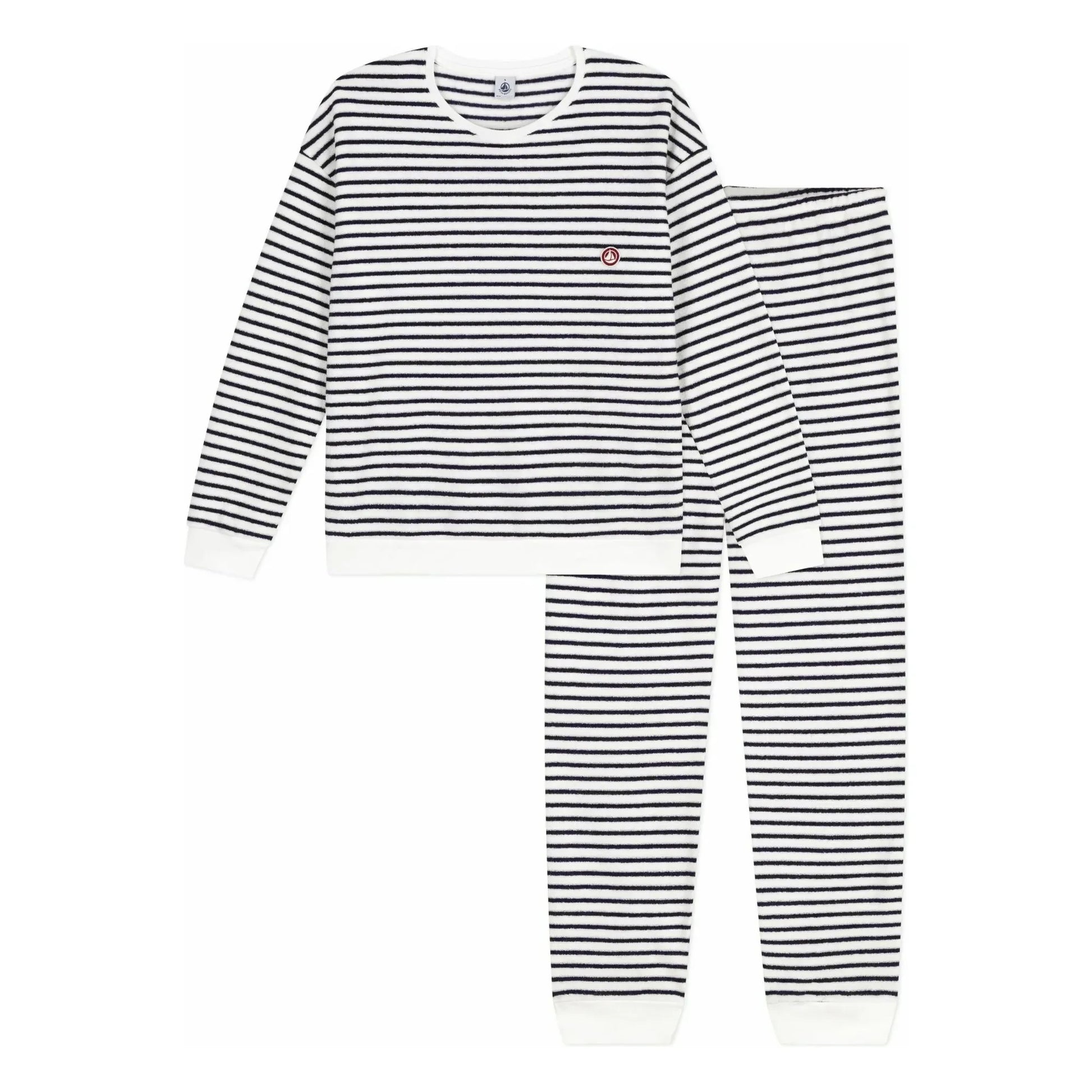 Petit Bateau - Striped Terry Pyjamas | Ecru