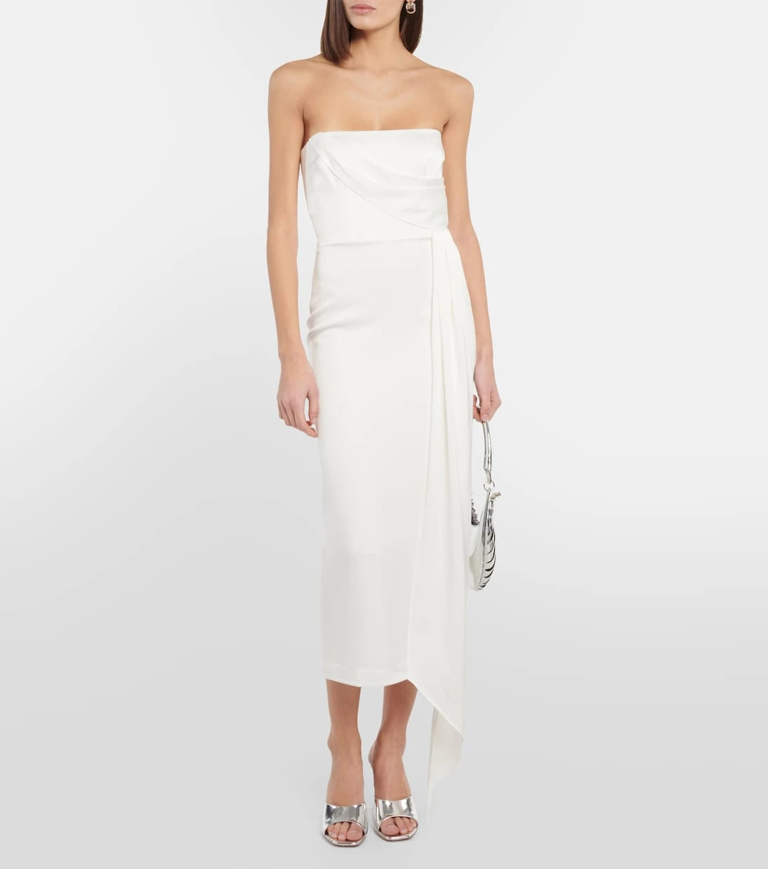 Alex Perry - Bridal draped strapless crepe midi dress