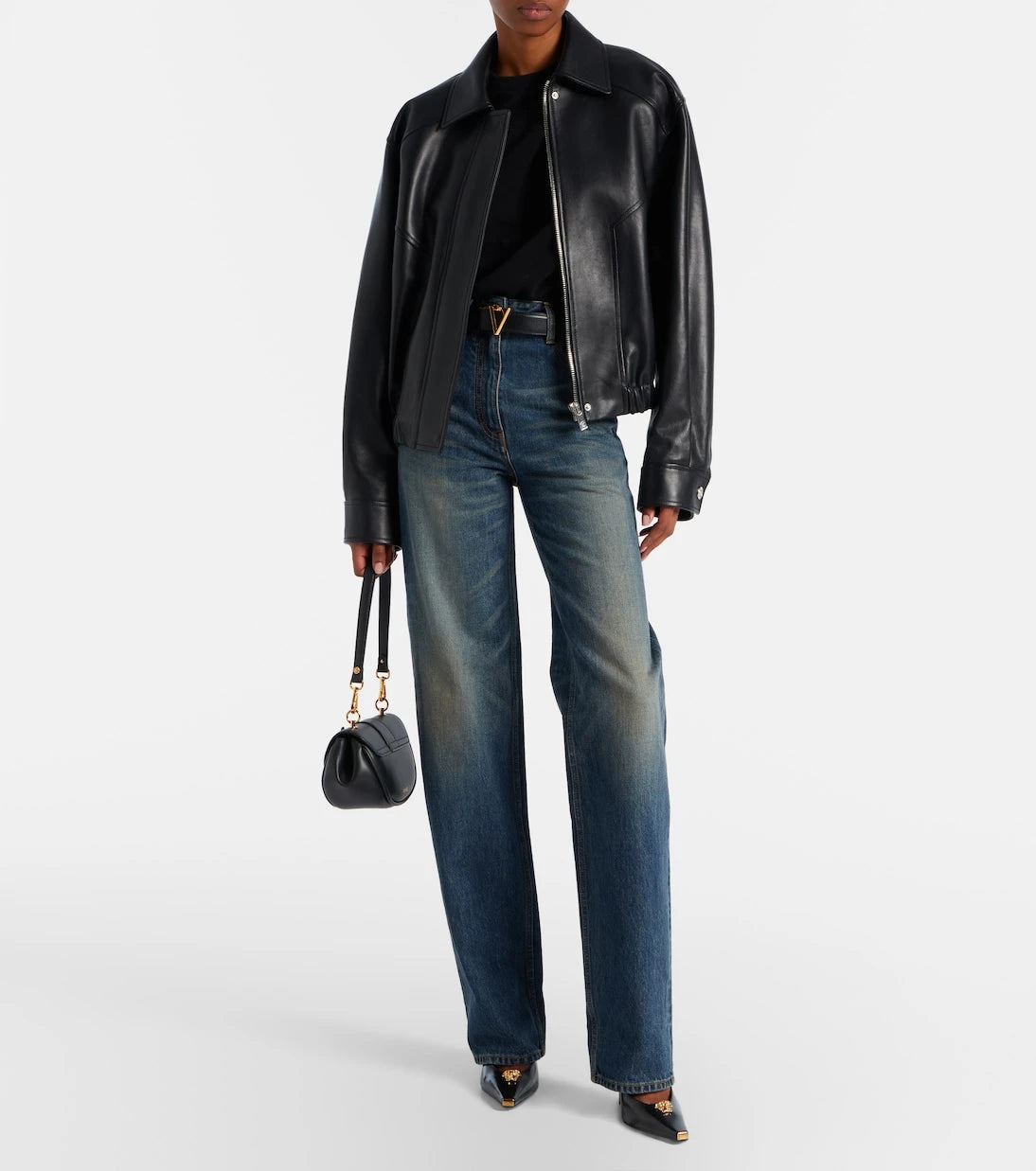 Versace - Leather blouson jacket