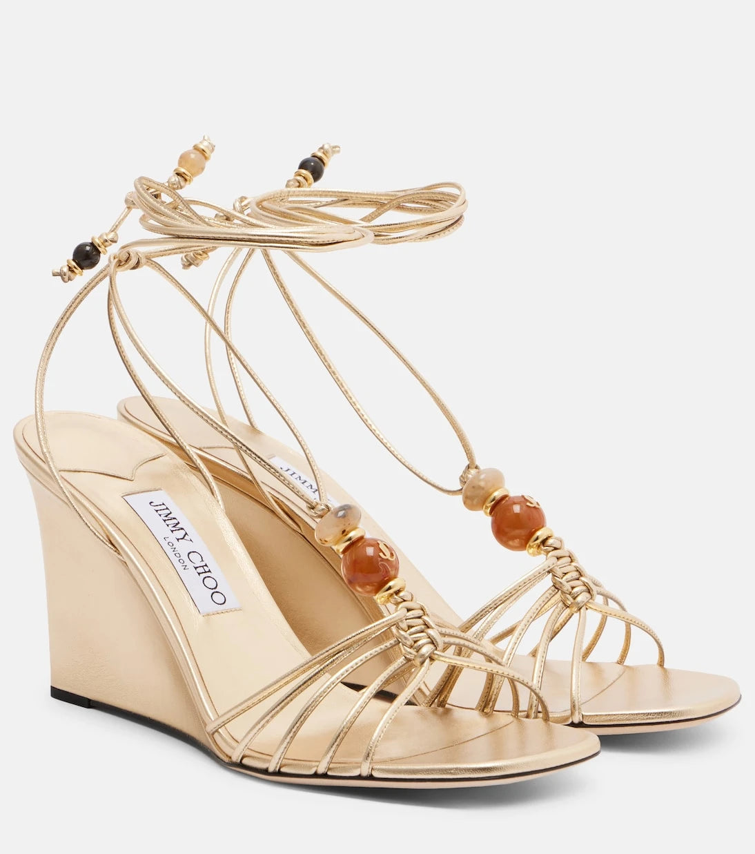 Jimmy Choo - Lova embellished leather wedge sandals
